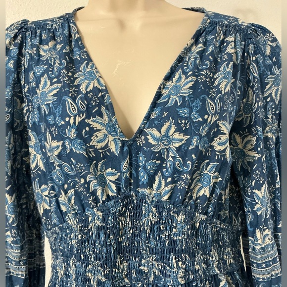 EUC Sézane x Sea NY Blandine Dress Floral Blue Dress Size 38 US 6 - Picture 7 of 16